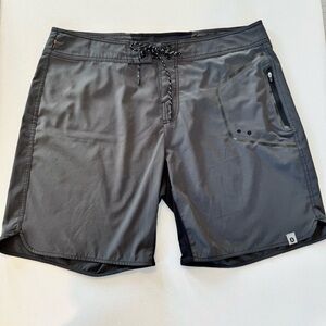 Ourcaste Mens 36 Board Shorts Gray Premium Stretch Quick Dry Zip Pockets